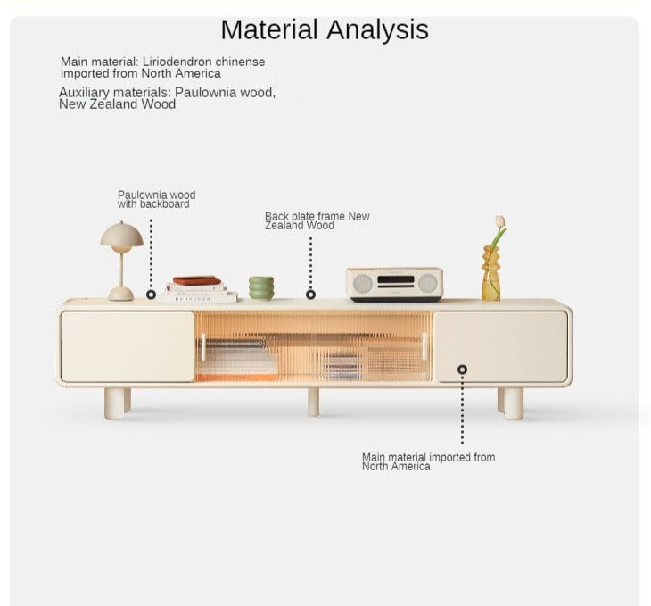 Poplar Solid Wood Storage White TV Cabinet