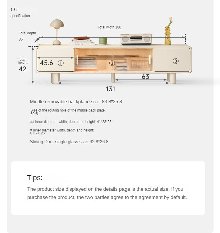Poplar Solid Wood Storage White TV Cabinet