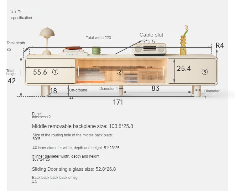 Poplar Solid Wood Storage White TV Cabinet