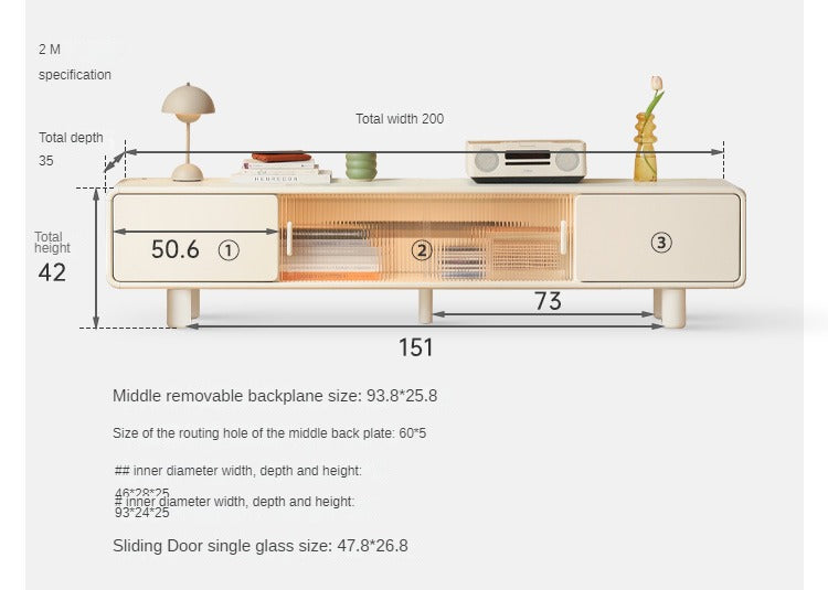 Poplar Solid Wood Storage White TV Cabinet