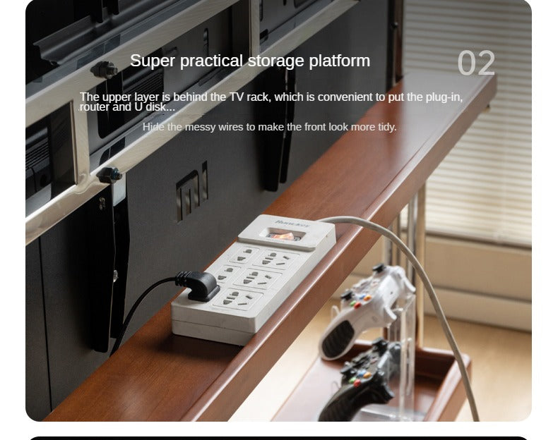 Ash Solid Wood TV Rack Removable Floor-Standing Cart.