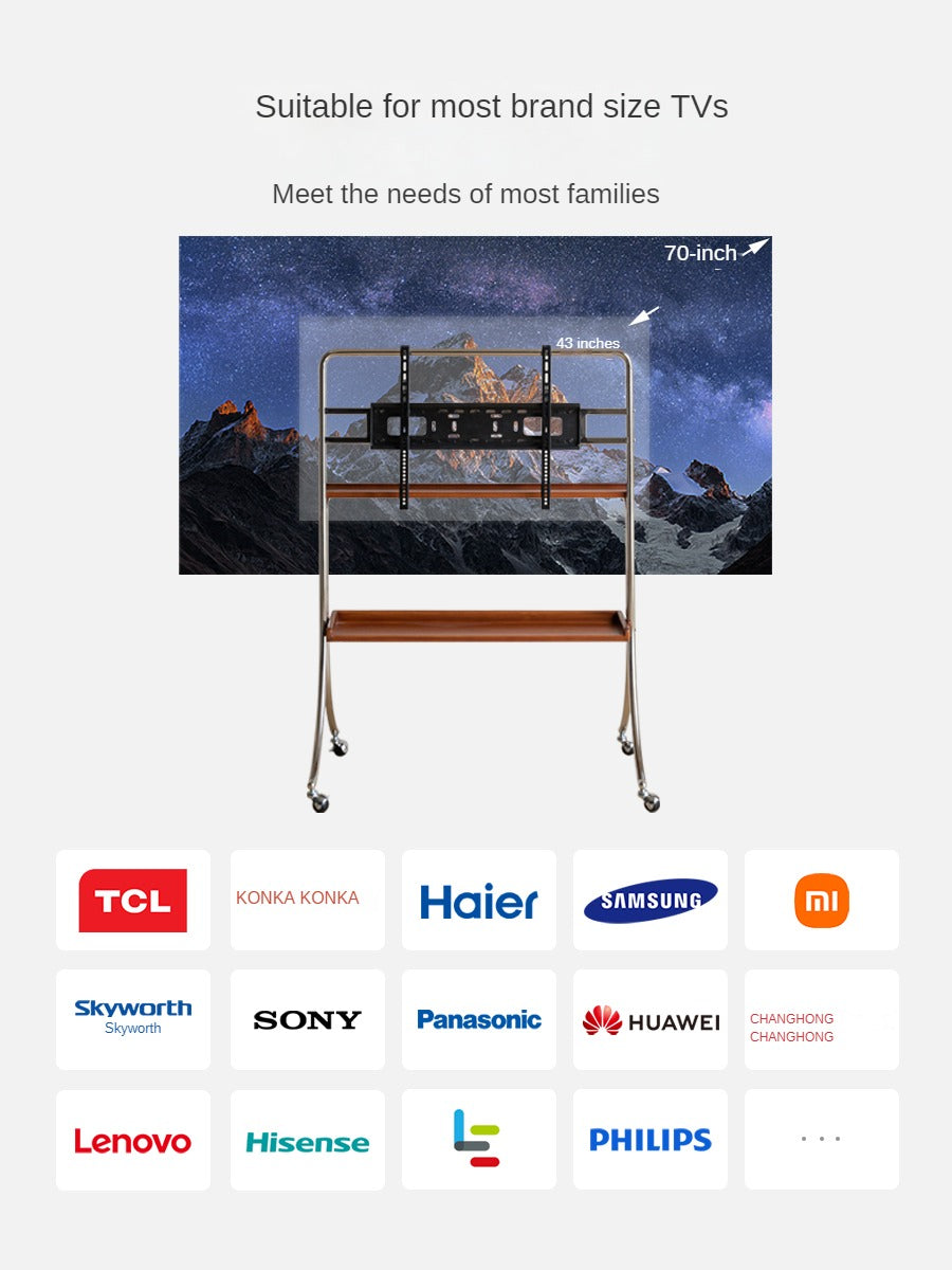 Ash Solid Wood TV Rack Removable Floor-Standing Cart.