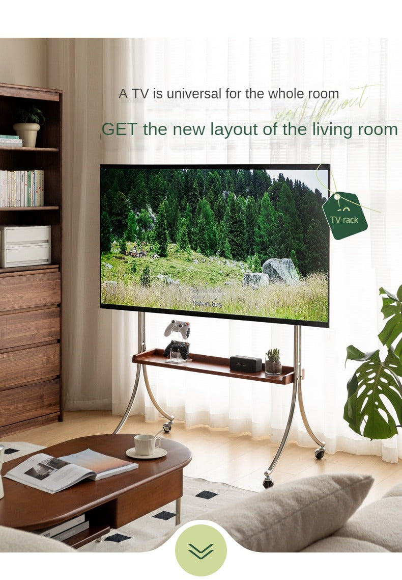 Ash Solid Wood TV Rack Removable Floor-Standing Cart.