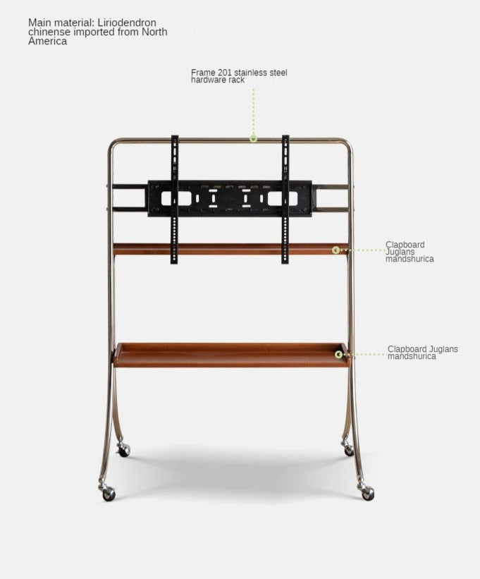 Ash Solid Wood TV Rack Removable Floor-Standing Cart.