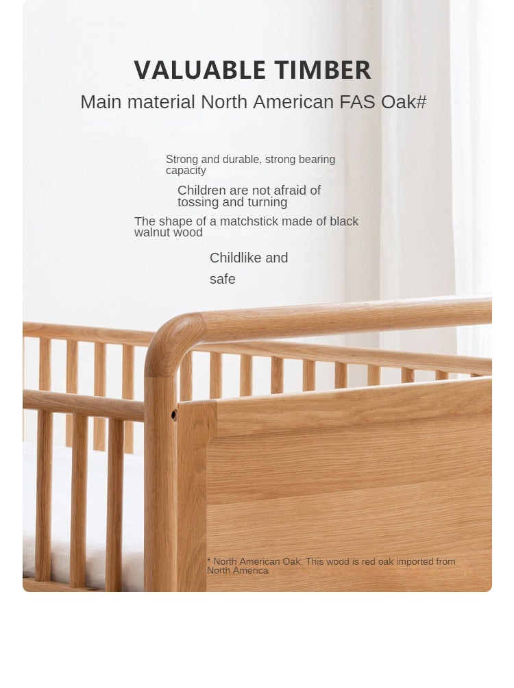 Oak Solid Wood Multi-functional Toddler Bed