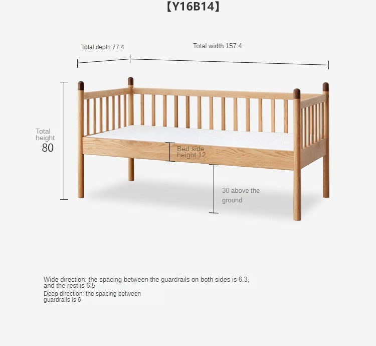 Oak Solid Wood Multi-functional Toddler Bed