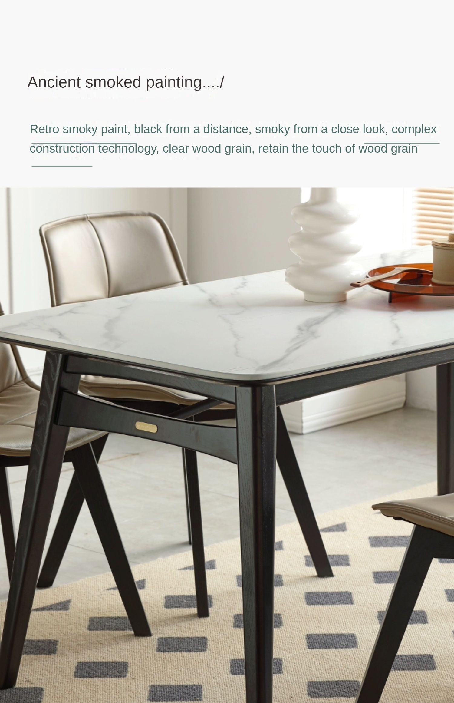 Oak Solid Wood Slate Luxury Dining Table
