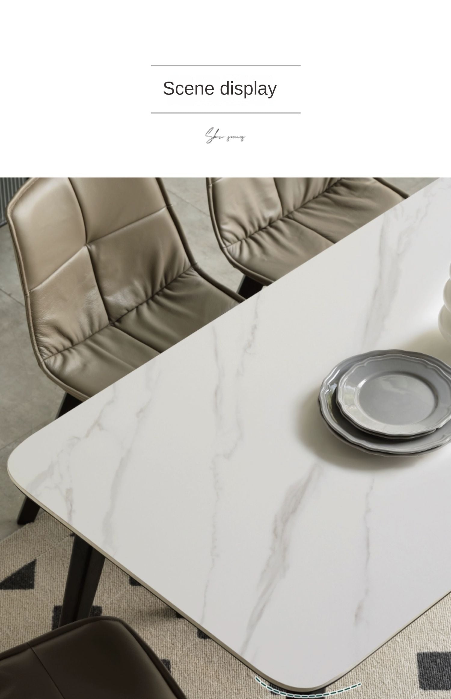 Oak Solid Wood Slate Luxury Dining Table