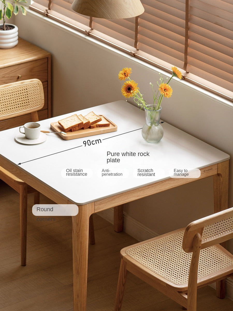 Oak Solid Wood, Solid Rubberwood Square Slate Dining Table