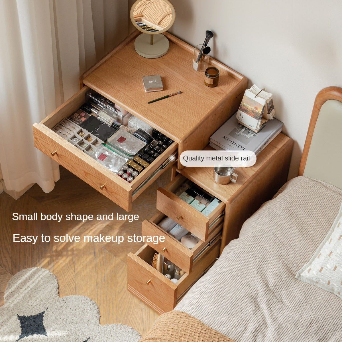 Cherry Solid Wood Dressing Table Cabinet Integrated.