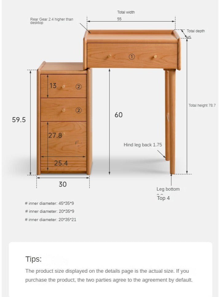 Cherry Solid Wood Dressing Table Cabinet Integrated.