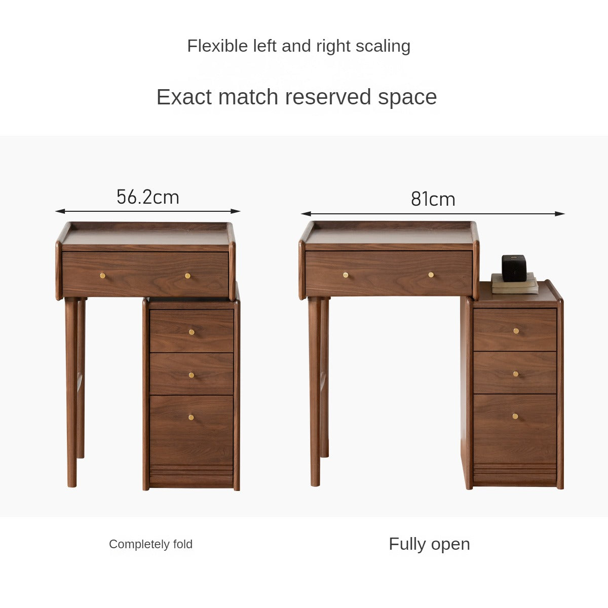 Black Walnut Solid Wood Dressing Table Cabinet Integrated.
