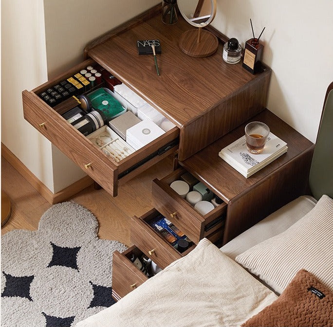 Black Walnut Solid Wood Vanity Table Cabinet Integrated.