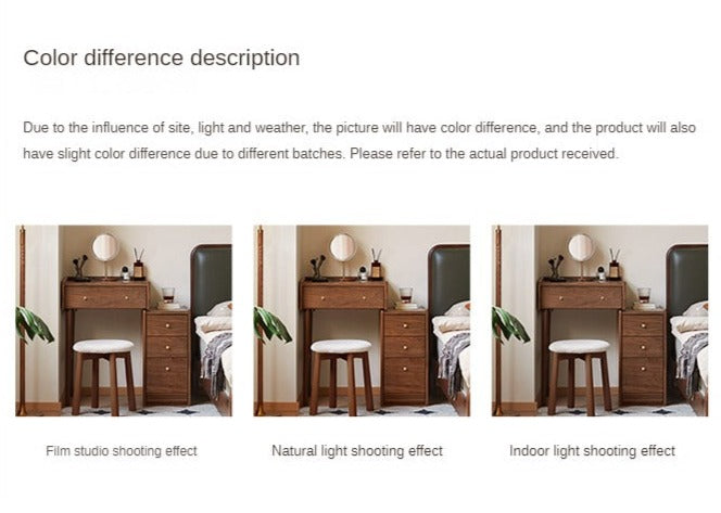 Black Walnut Solid Wood Dressing Table Cabinet Integrated.