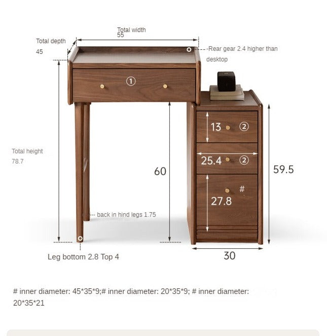Black Walnut Solid Wood Dressing Table Cabinet Integrated.