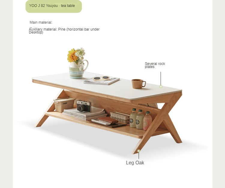 Oak Solid Wood Storage Sofa Modern Log Style Combination Furniture Set