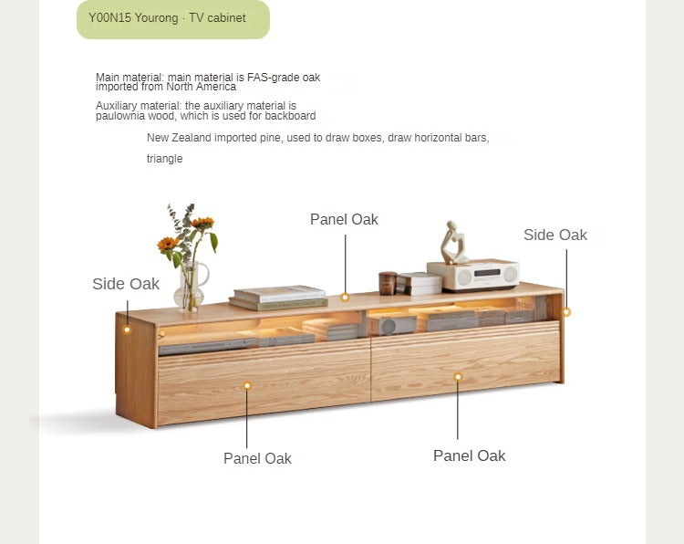 Oak Solid Wood Storage Sofa Modern Log Style Combination Furniture Set