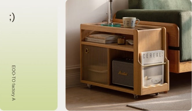 Oak Solid Wood Storage Sofa Modern Log Style Combination Furniture Set