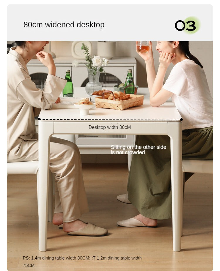 Birch Solid Wood Rock Plate White Cream Dining Table