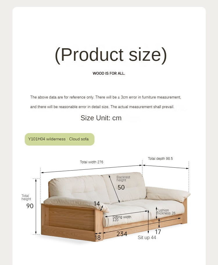 Oak Solid Wood Storage Sofa Modern Log Style Combination Furniture Set