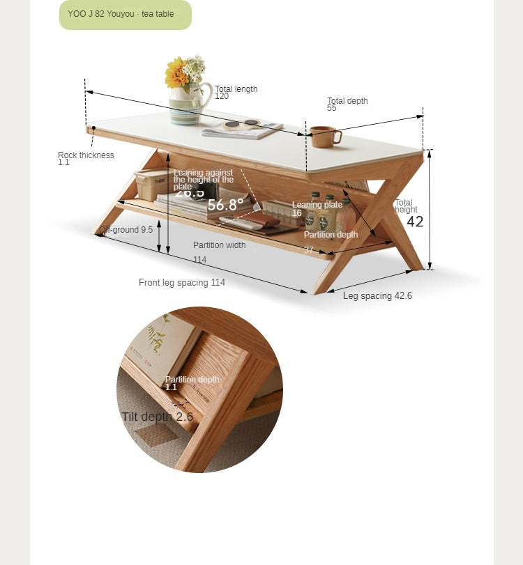 Oak Solid Wood Storage Sofa Modern Log Style Combination Furniture Set