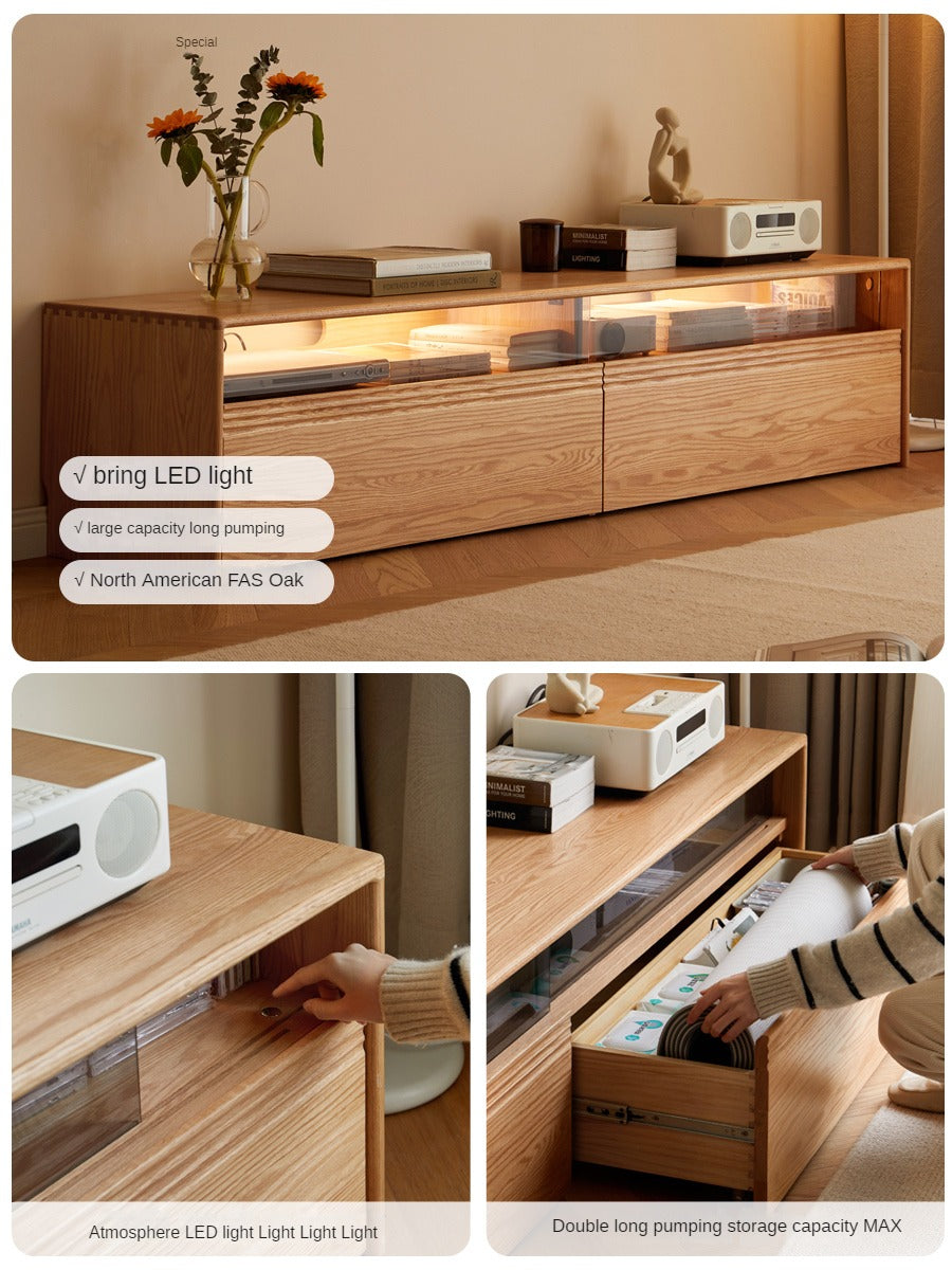 Oak Solid Wood Storage Sofa Modern Log Style Combination Furniture Set