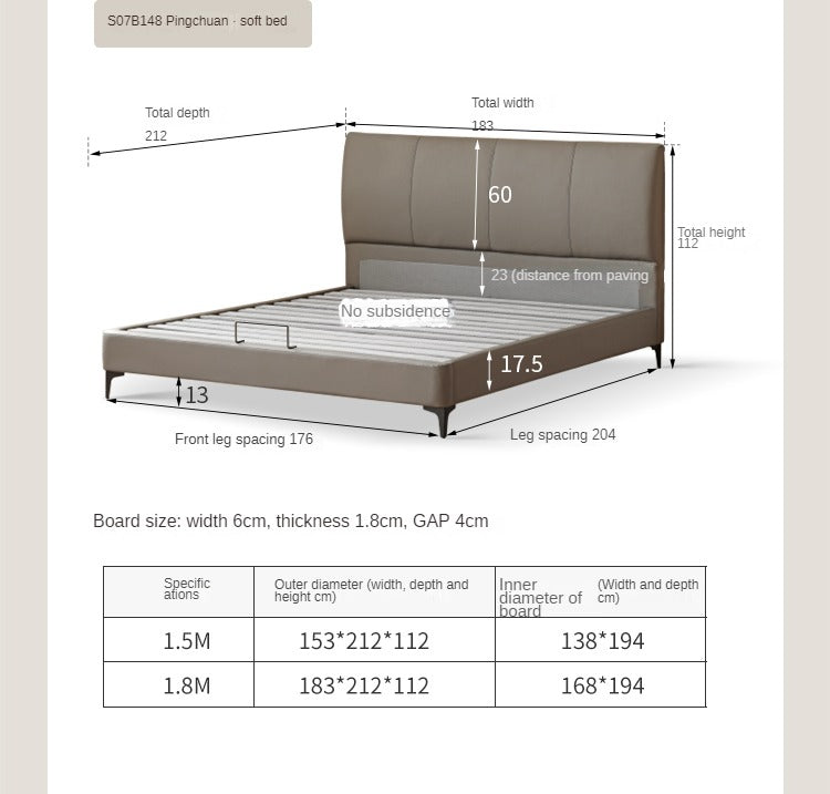 Genuine Leather Cowhide Bed Light Luxury Style Bedroom Complete Set of Furniture.