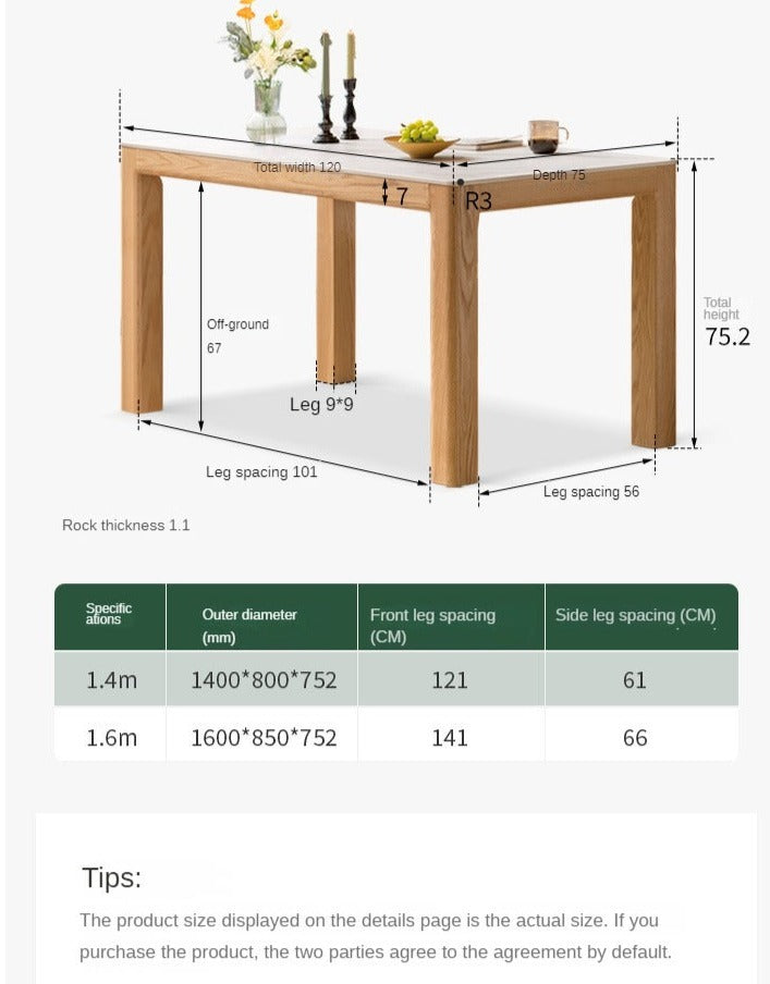 Oak Solid Wood Simple Shape Dining Table