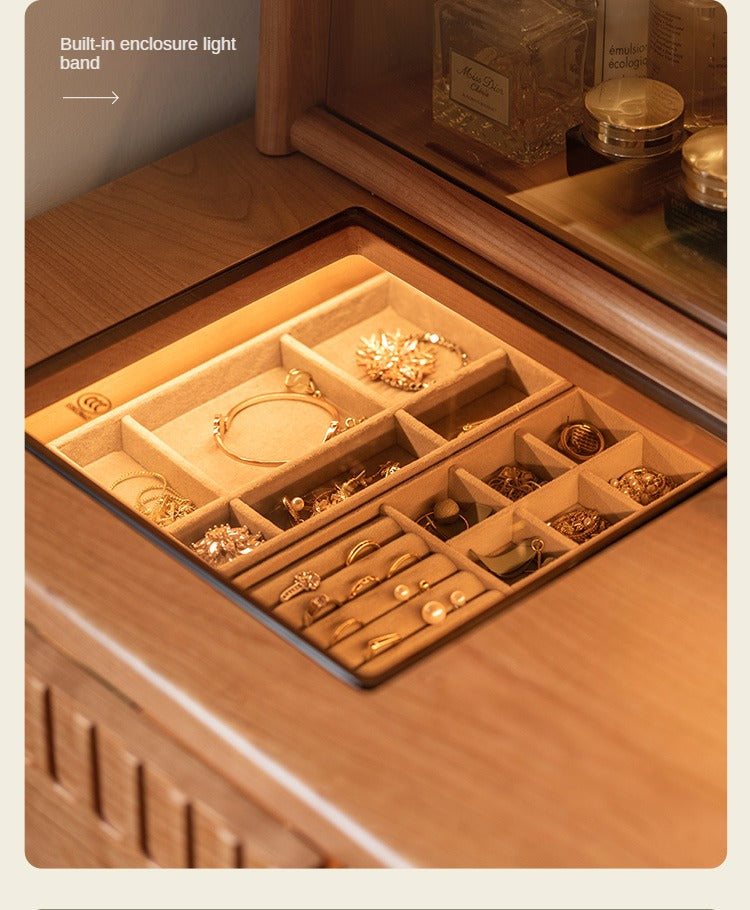 Cherry Solid Wood Retro Dressing Table Cabinet Integrated.