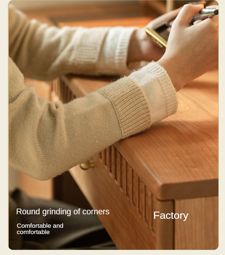 Cherry Solid Wood Retro Dressing Table Cabinet Integrated.