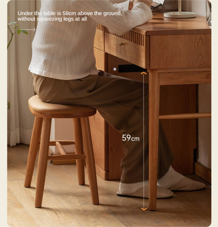 Cherry Solid Wood Retro Dressing Table Cabinet Integrated.