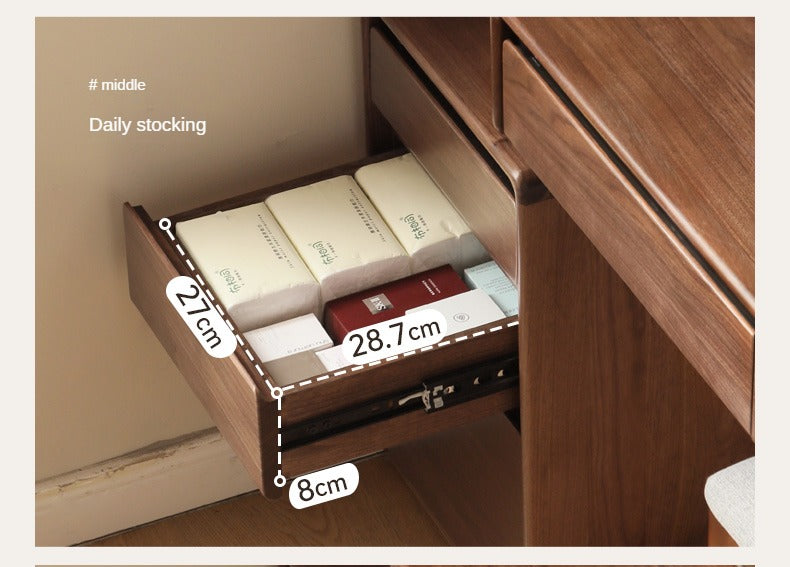 Black Walnut, Oak, Ash, Solid Longan Hardwood, Sandalwood Solid Wood Retractable Vanity Table.