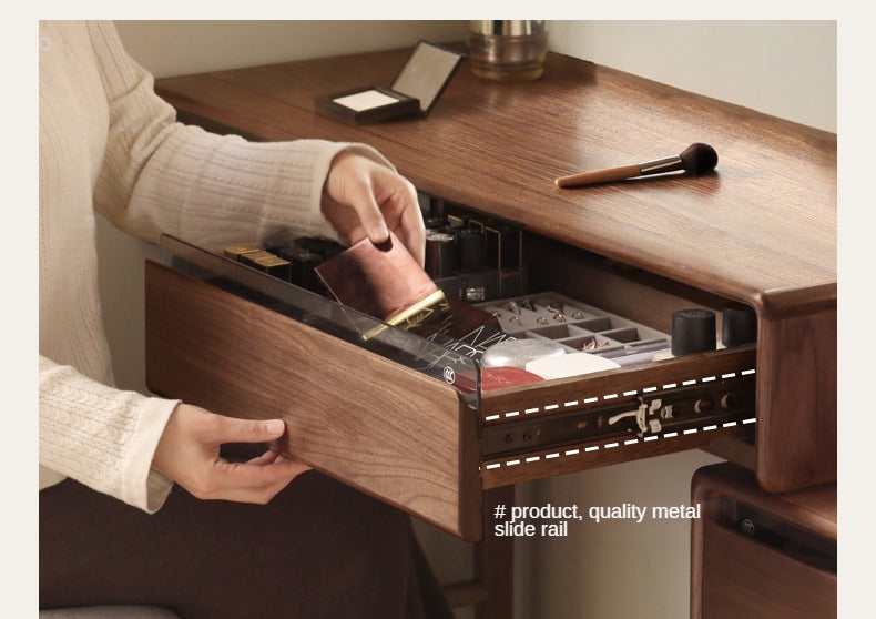 Black Walnut, Oak, Ash, Sandalwood Solid Wood Retractable Dressing Table.