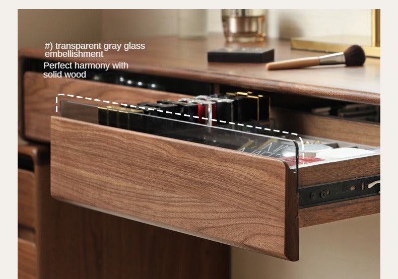 Black Walnut, Oak, Ash, Solid Longan Hardwood, Sandalwood Solid Wood Retractable Vanity Table.