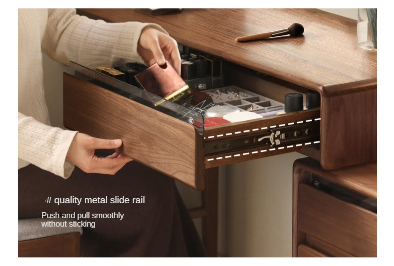 Black Walnut, Oak, Ash, Sandalwood Solid Wood Retractable Dressing Table.