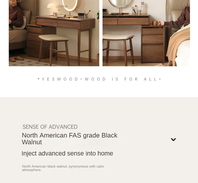 Black Walnut, Oak, Ash, Solid Longan Hardwood, Sandalwood Solid Wood Retractable Vanity Table.