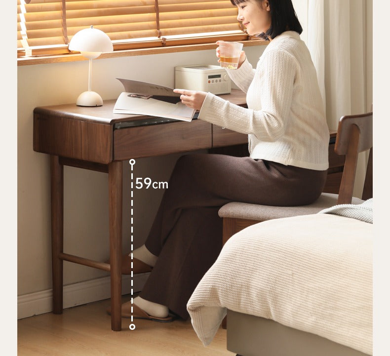 Black Walnut, Oak, Ash, Solid Longan Hardwood, Sandalwood Solid Wood Retractable Vanity Table.