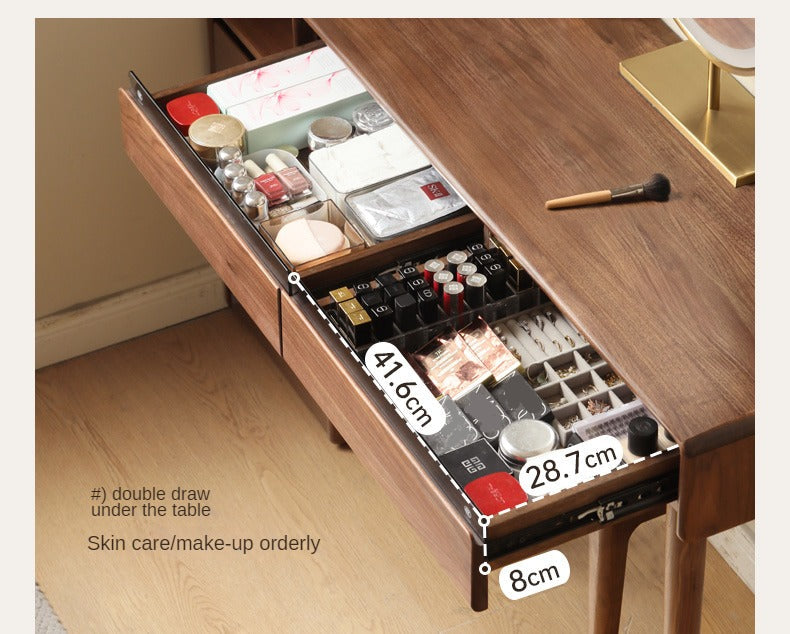 Black Walnut, Oak, Ash, Solid Longan Hardwood, Sandalwood Solid Wood Retractable Vanity Table.