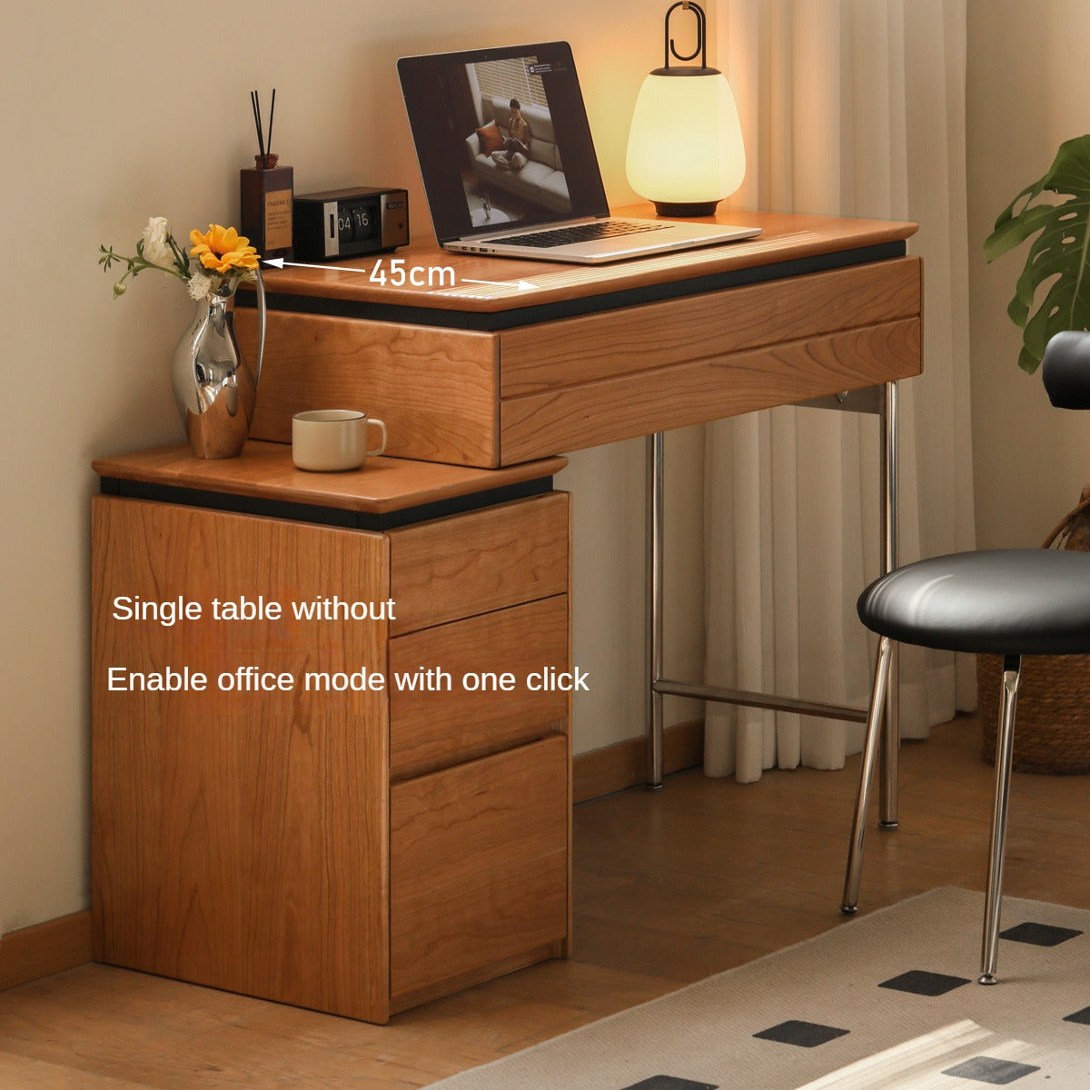 Cherry Solid Wood Retractable Dressing Table.