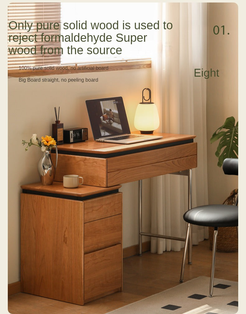 Cherry Solid Wood Retractable Dressing Table.