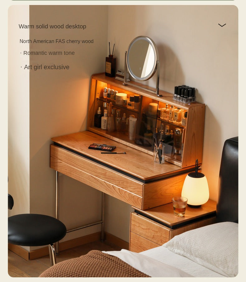 Cherry Solid Wood Retractable Dressing Table.