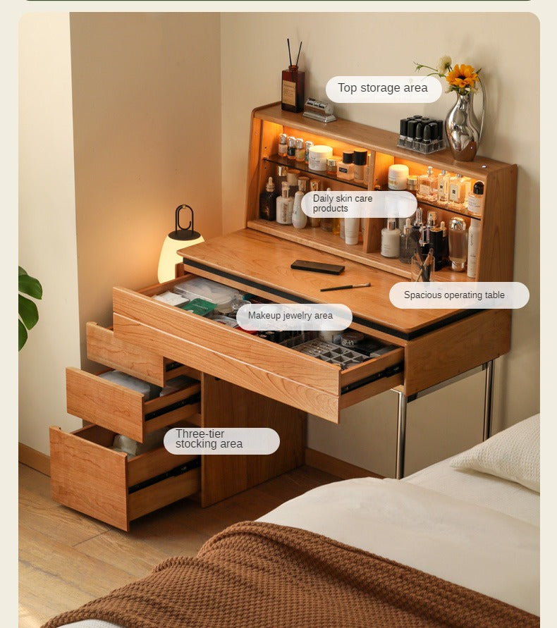 Cherry Solid Wood Retractable Dressing Table.