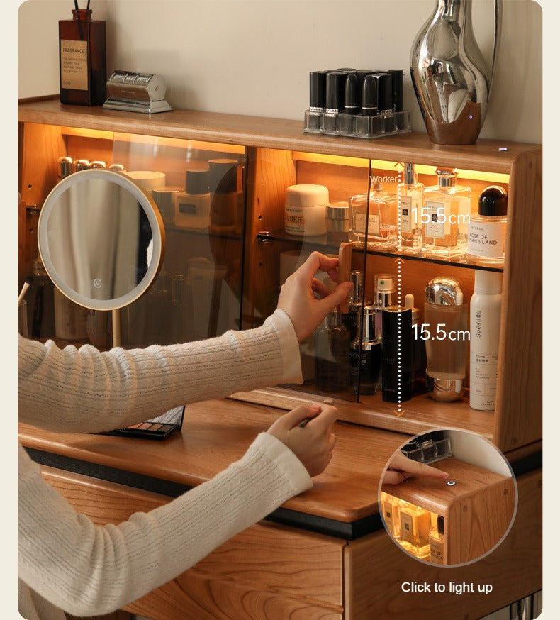 Cherry Solid Wood Retractable Dressing Table.