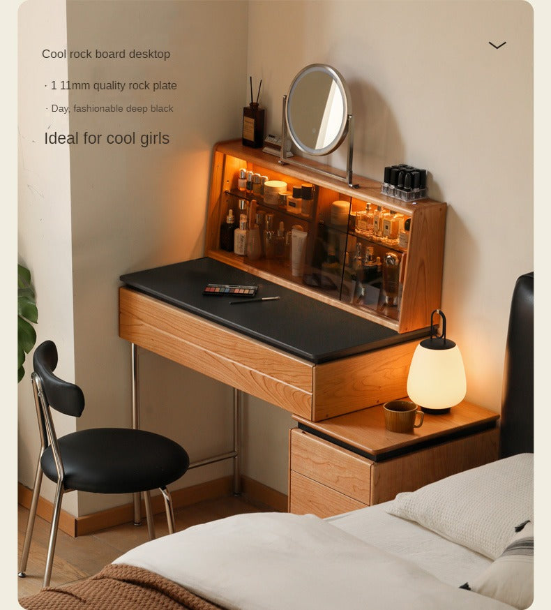 Cherry Solid Wood Retractable Dressing Table.