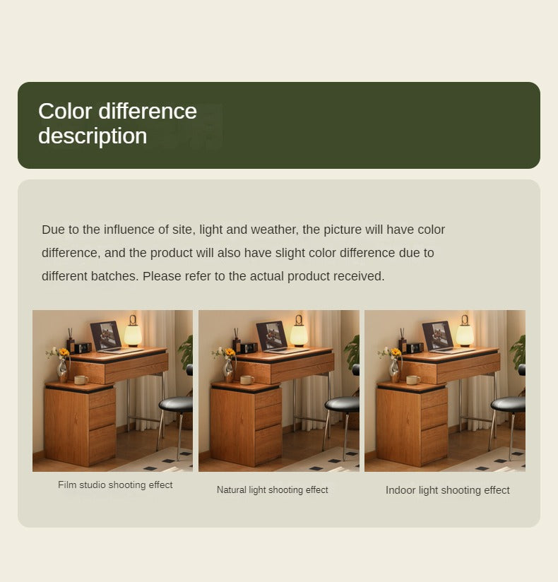 Cherry Solid Wood Retractable Dressing Table.