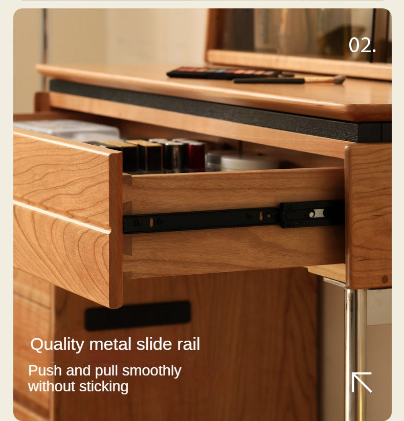 Cherry Solid Wood Retractable Dressing Table.