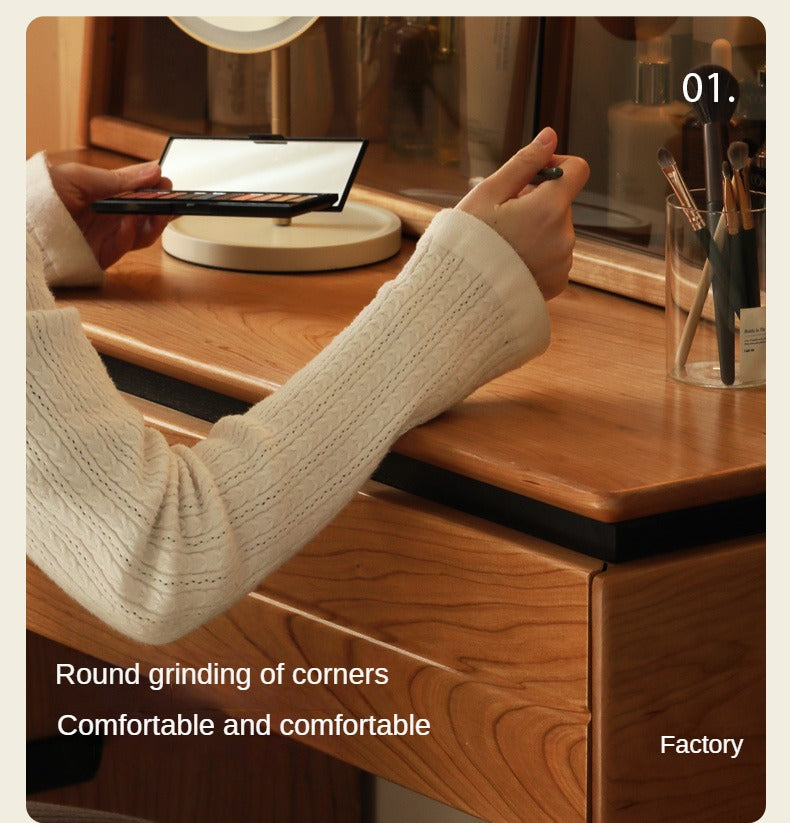 Cherry Solid Wood Retractable Dressing Table.