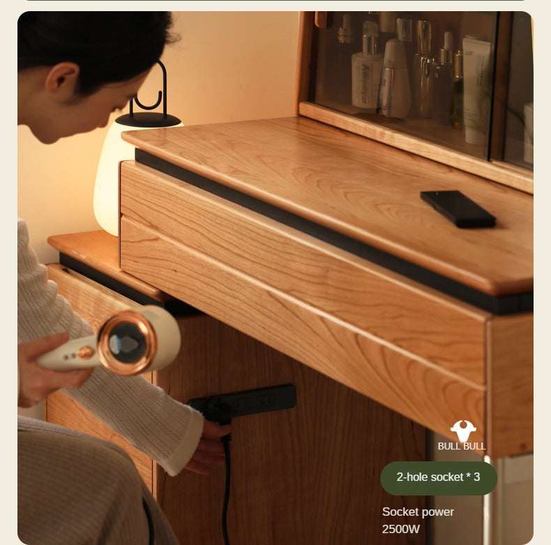 Cherry Solid Wood Retractable Dressing Table.