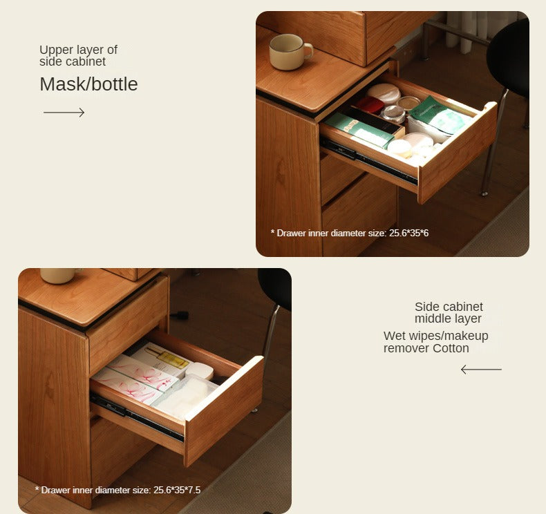 Cherry Solid Wood Retractable Dressing Table.