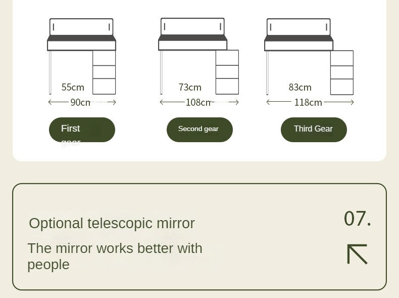 Cherry Solid Wood Retractable Dressing Table.